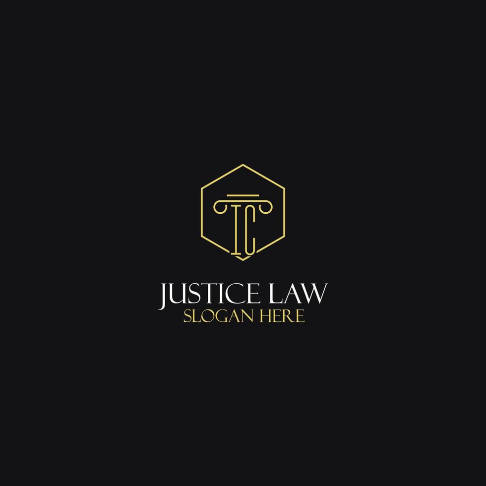 design de iniciais de monograma ic para logotipo jurídico, advogado, advogado e escritório de advocacia vetor