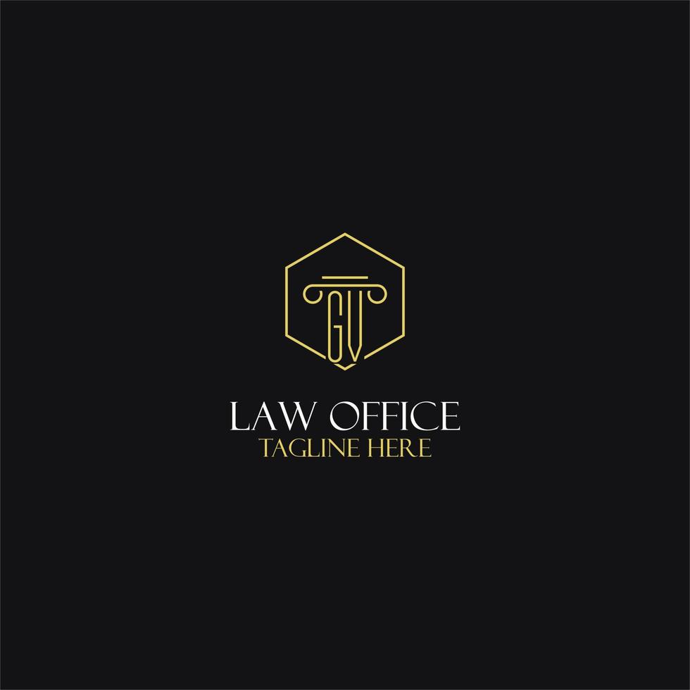 design de iniciais de monograma gv para logotipo jurídico, advogado, advogado e escritório de advocacia vetor