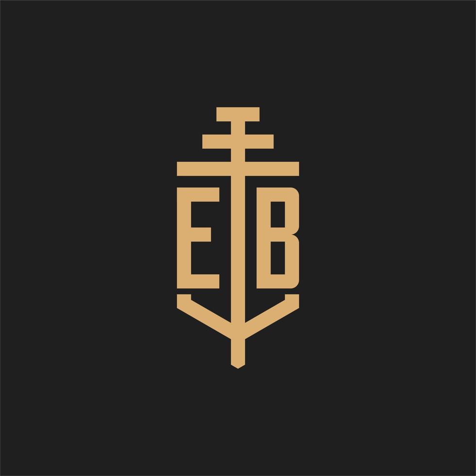 monograma de logotipo inicial eb com vetor de design de ícone de pilar