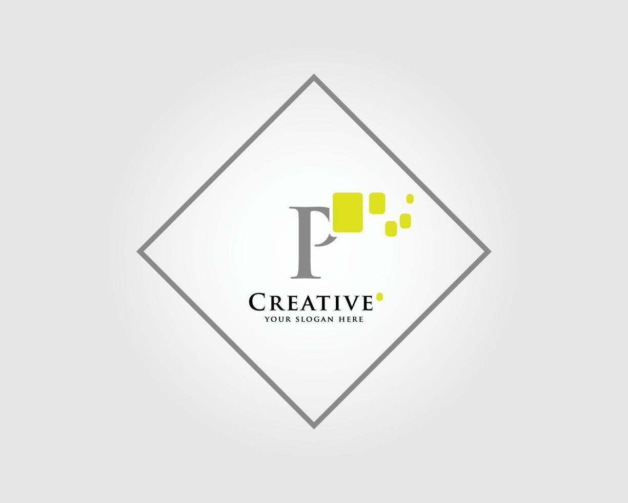 o design do logotipo da letra p com uma combinação de quadrados verdes é adequado para sua marca comercial. vetor