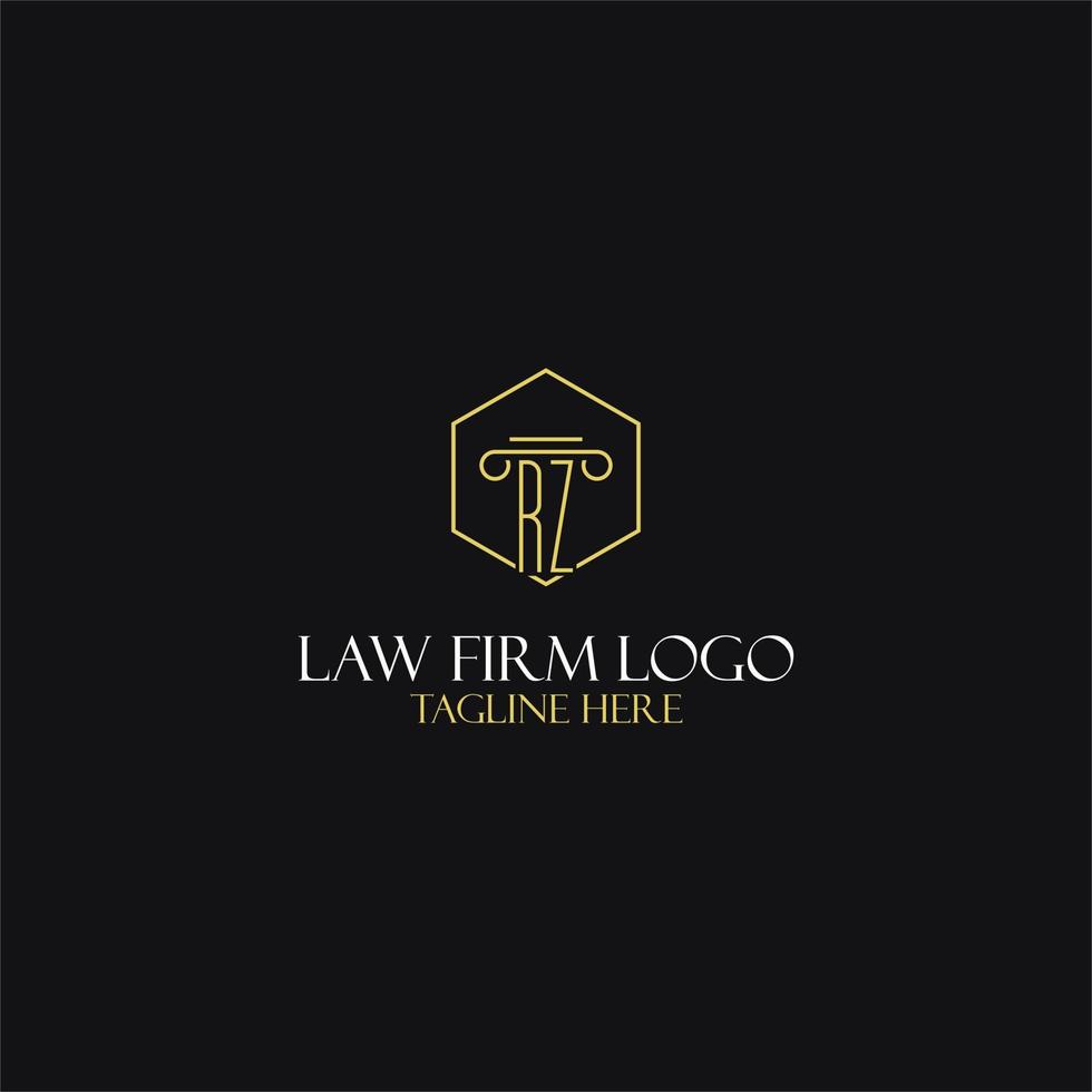 design de iniciais de monograma rz para logotipo jurídico, advogado, advogado e escritório de advocacia vetor