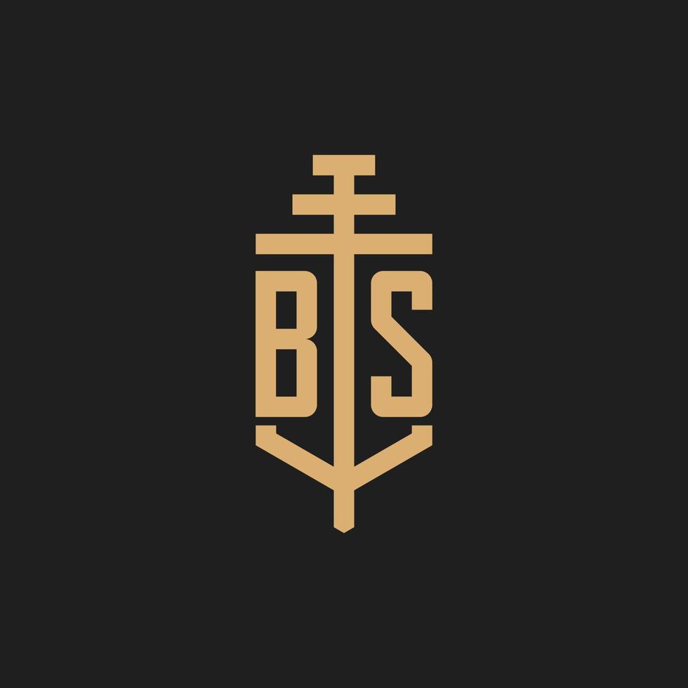 bs monograma de logotipo inicial com vetor de design de ícone de pilar