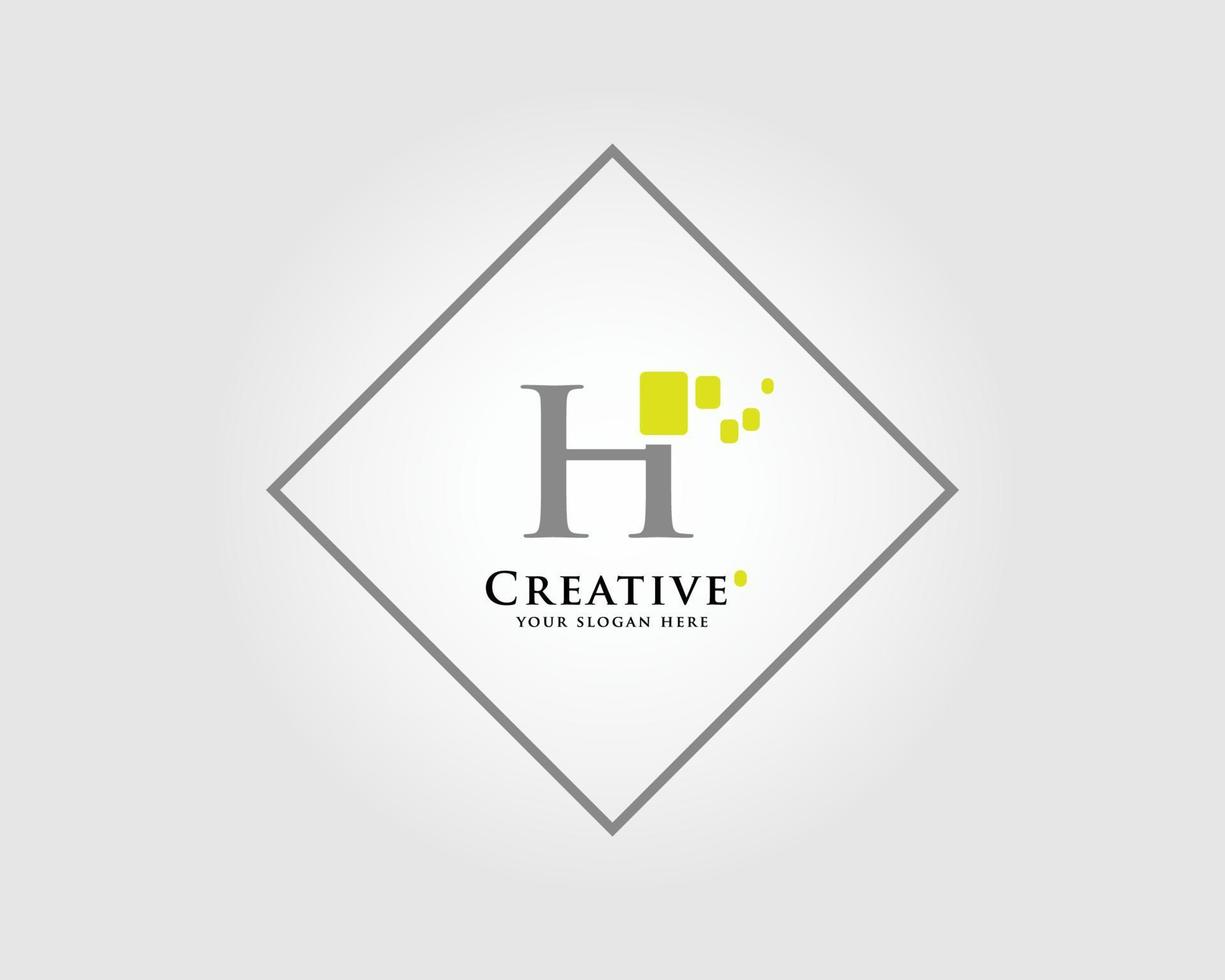 o design do logotipo da letra h com uma combinação de quadrados verdes é adequado para a sua marca comercial. vetor