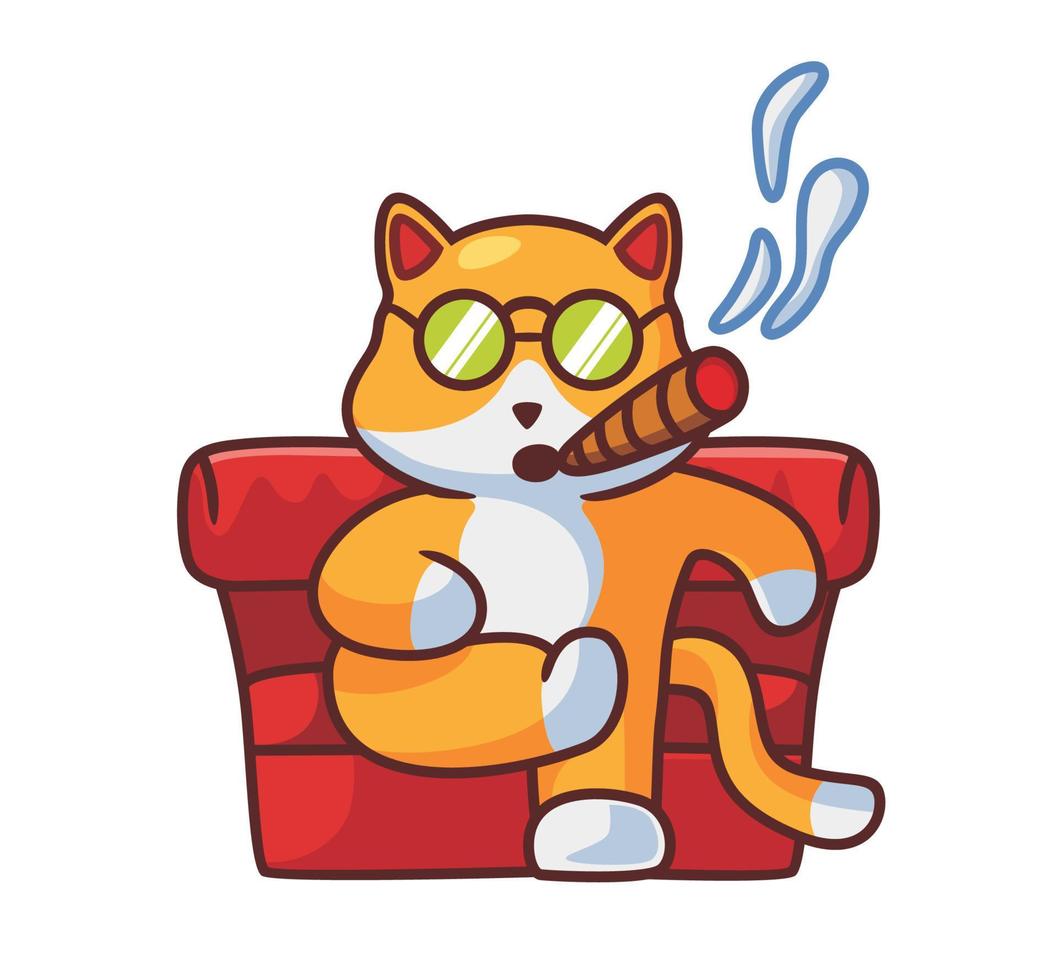 gato chefe fofo com cigarro vetor