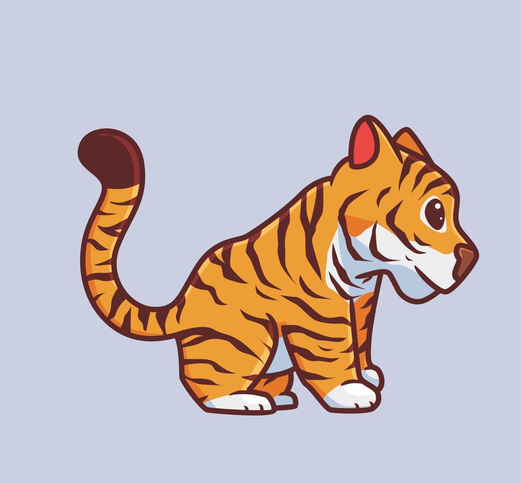 tigre bonito sentado. ilustração de natureza animal dos desenhos animados isolado. estilo plano adequado para vetor de logotipo premium de design de ícone de adesivo. personagem mascote