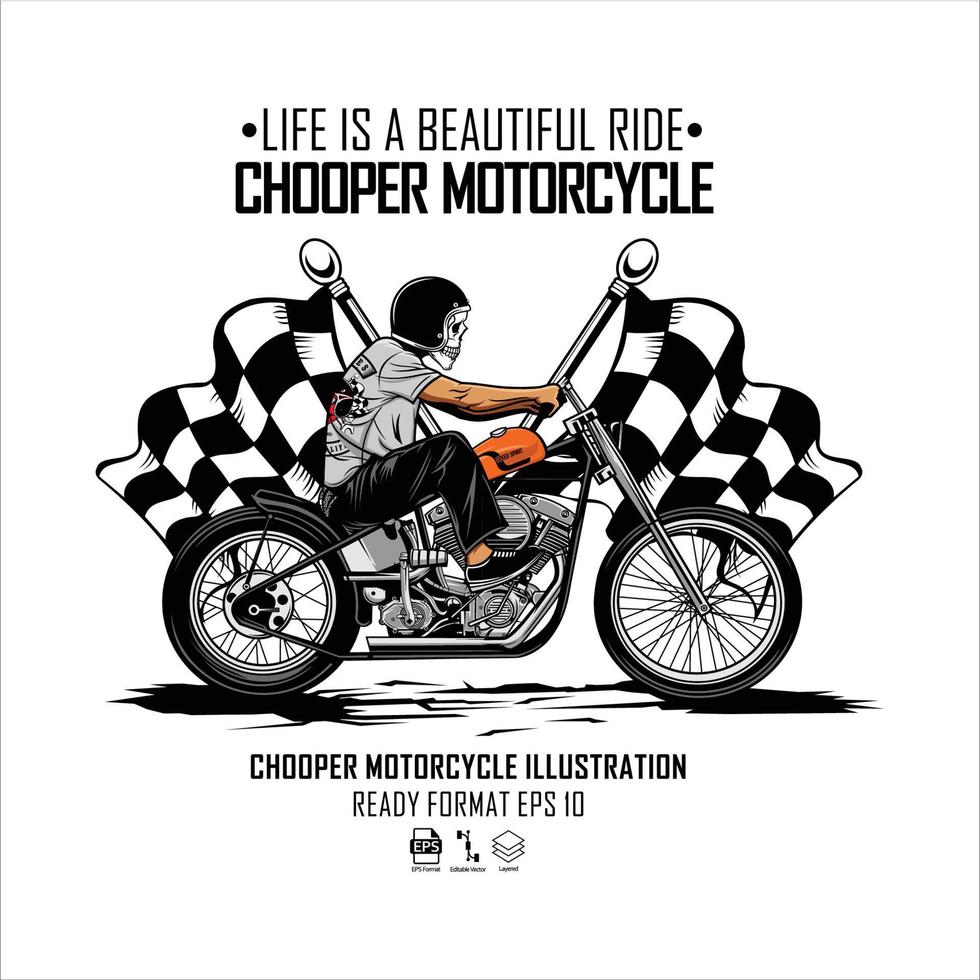 ilustração de motocicleta chopper, formato pronto eps 10 vetor