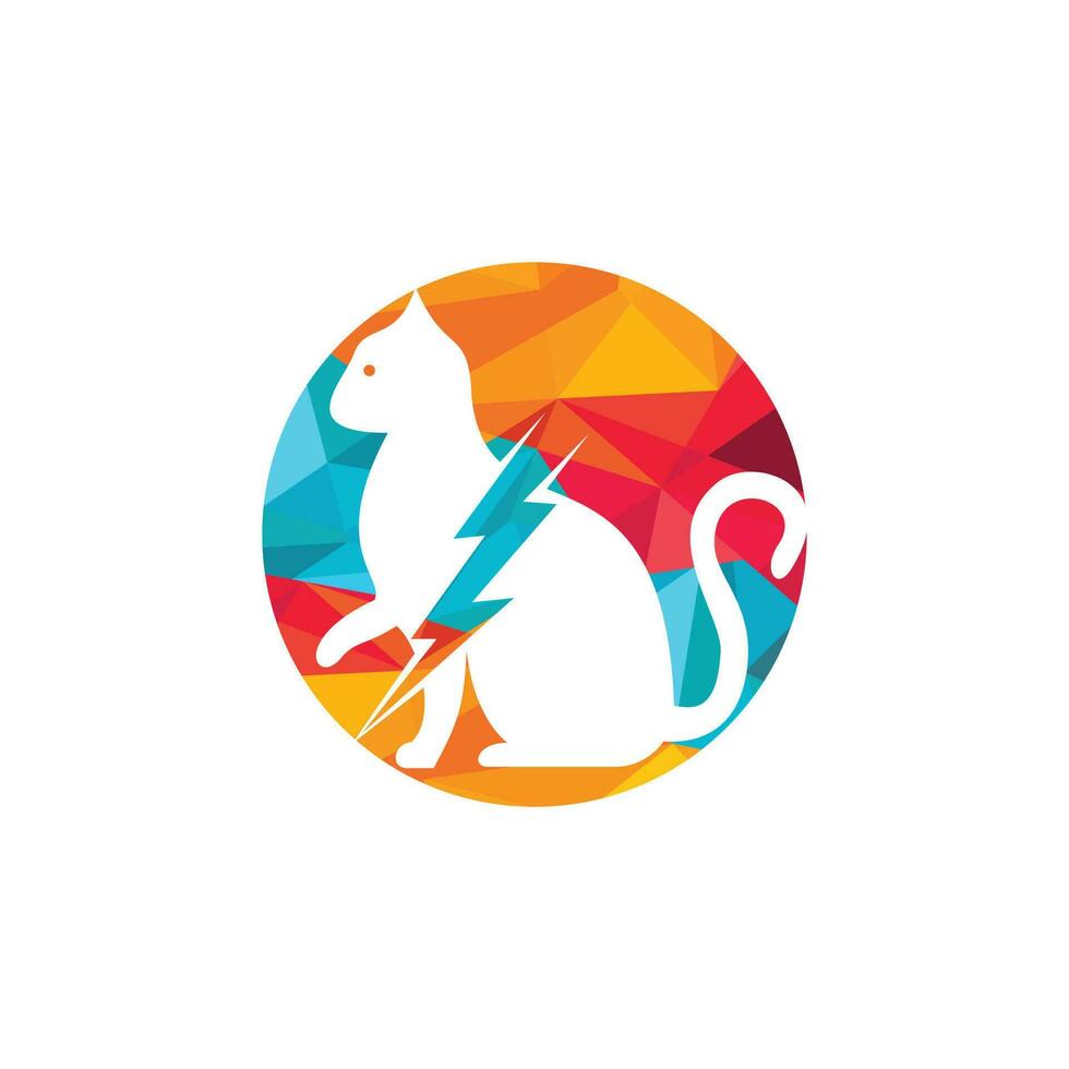 design de logotipo de vetor de gato flash. logotipo do ícone de gato e tempestade.