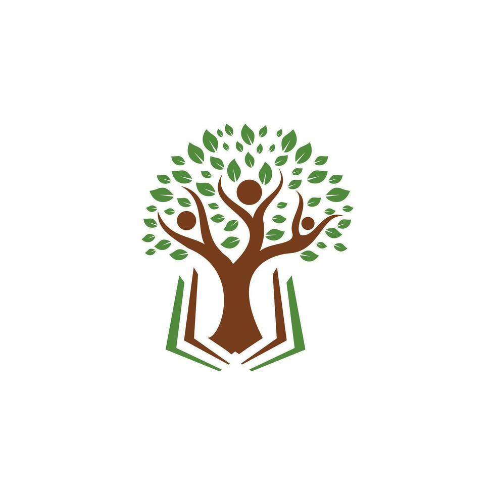 design de logotipo de árvore humana. design de logotipo de educação de líder. vetor