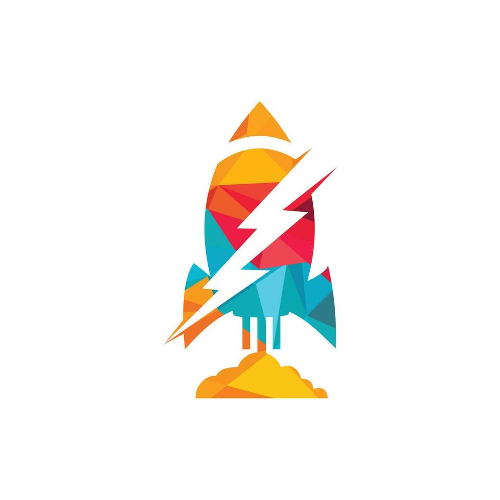 design de logotipo de vetor de foguete elétrico. ícone de logotipo de foguete e raio.