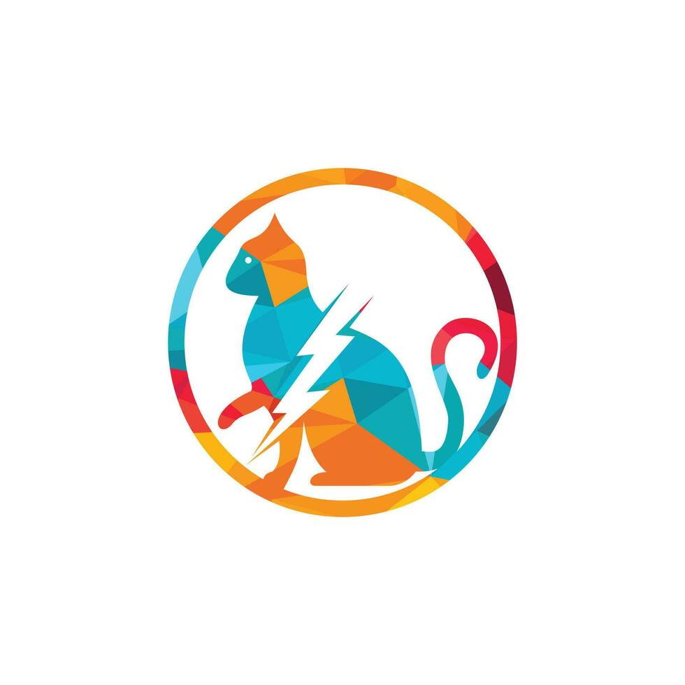 design de logotipo de vetor de gato flash. logotipo do ícone de gato e tempestade.
