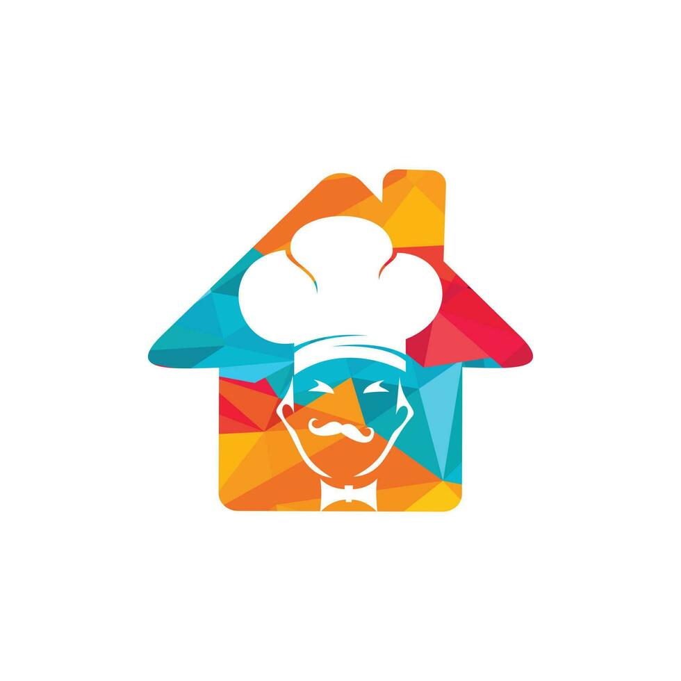 design de logotipo de vetor de chef em casa. conceito de logotipo de casa de comida.