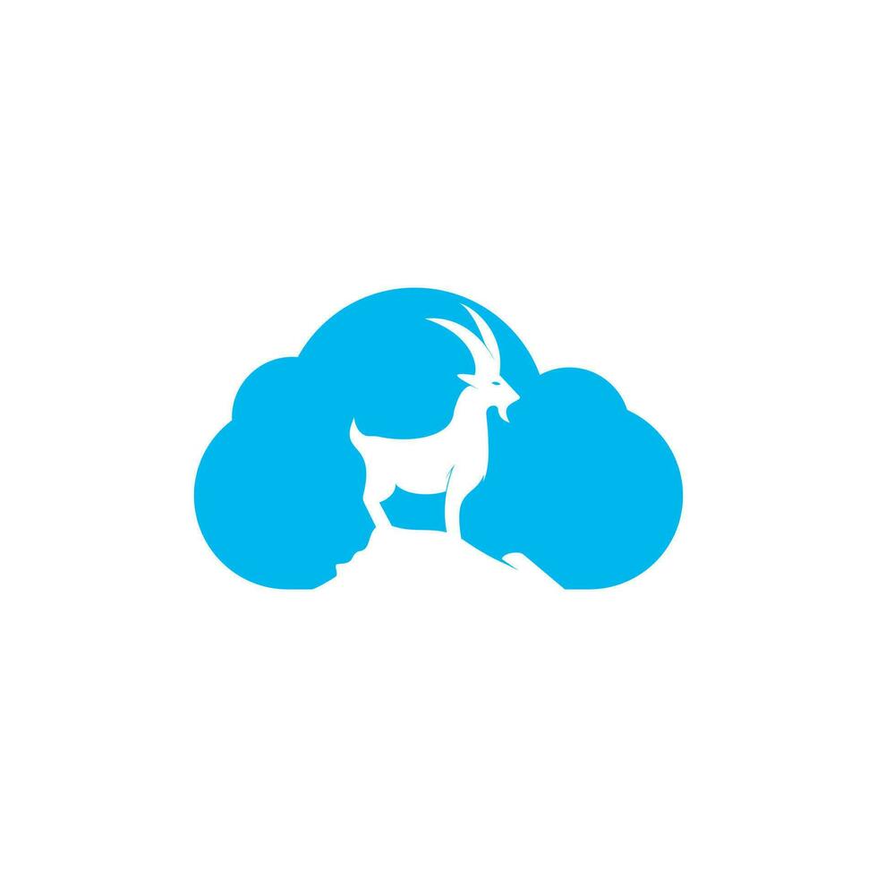 design de vetor de modelo de logotipo de cabra. uma cabra de barba no conceito de logotipo de forma de nuvem.