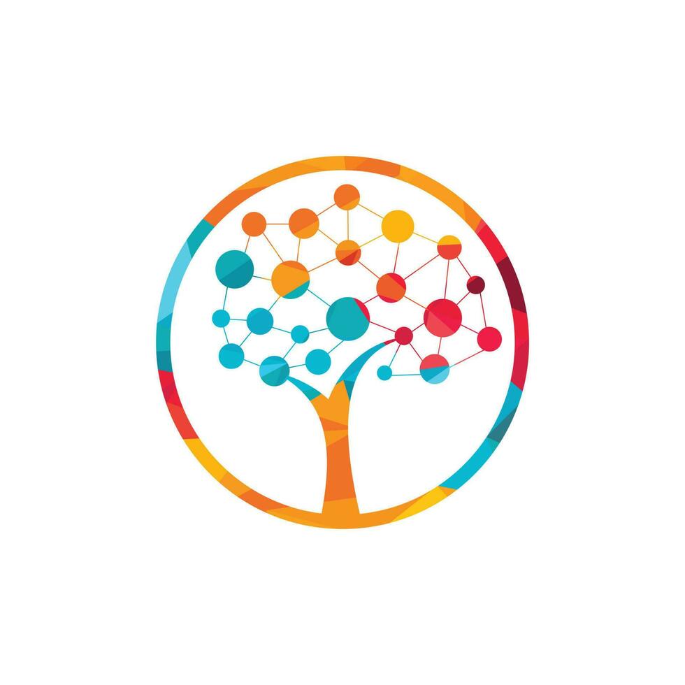 design de logotipo de árvore digital. tecnologia, natureza, sem fio, internet, modelo de logotipo de vetor de rede.