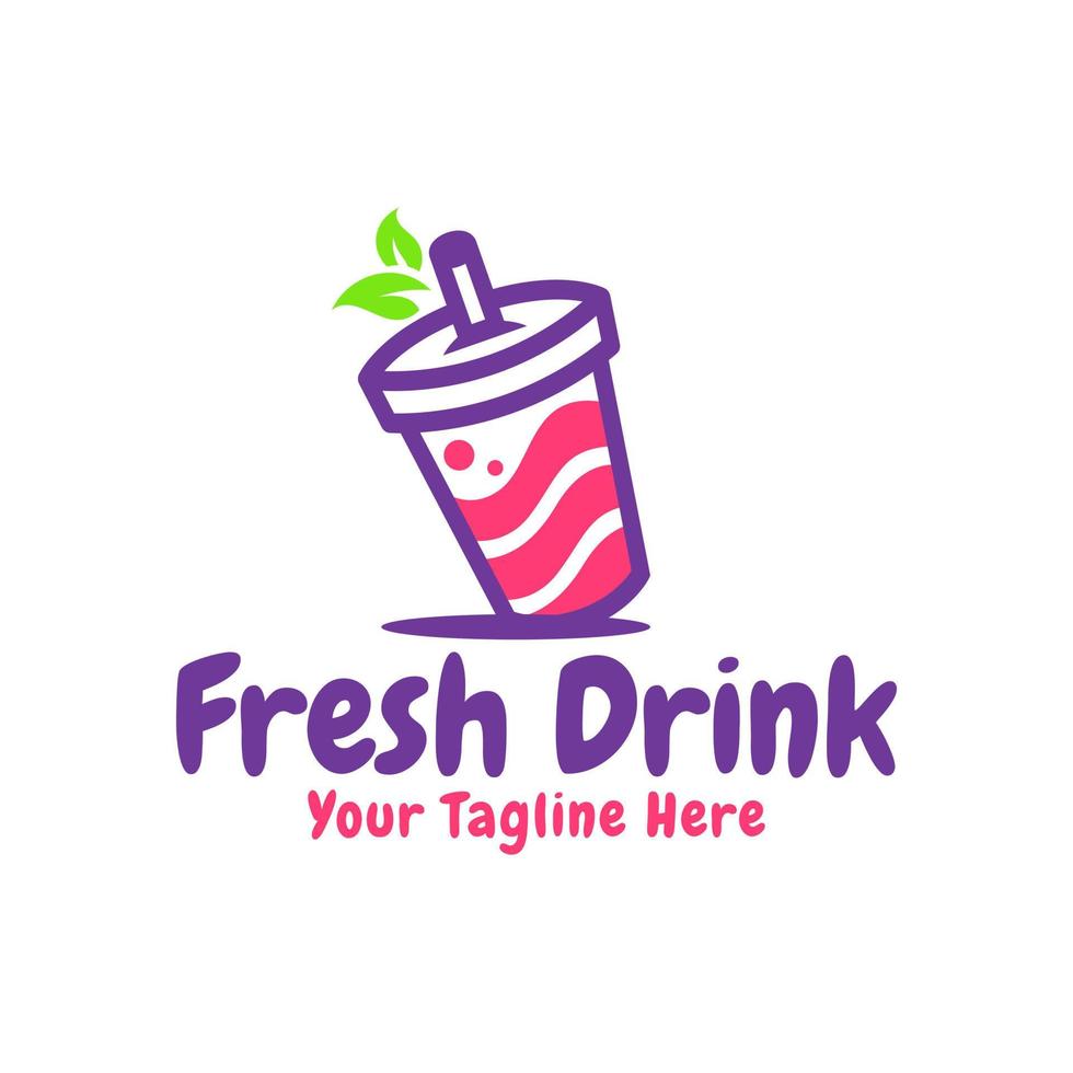 modelo de logotipo de bebida saudável de copo de bebida fresca vetor