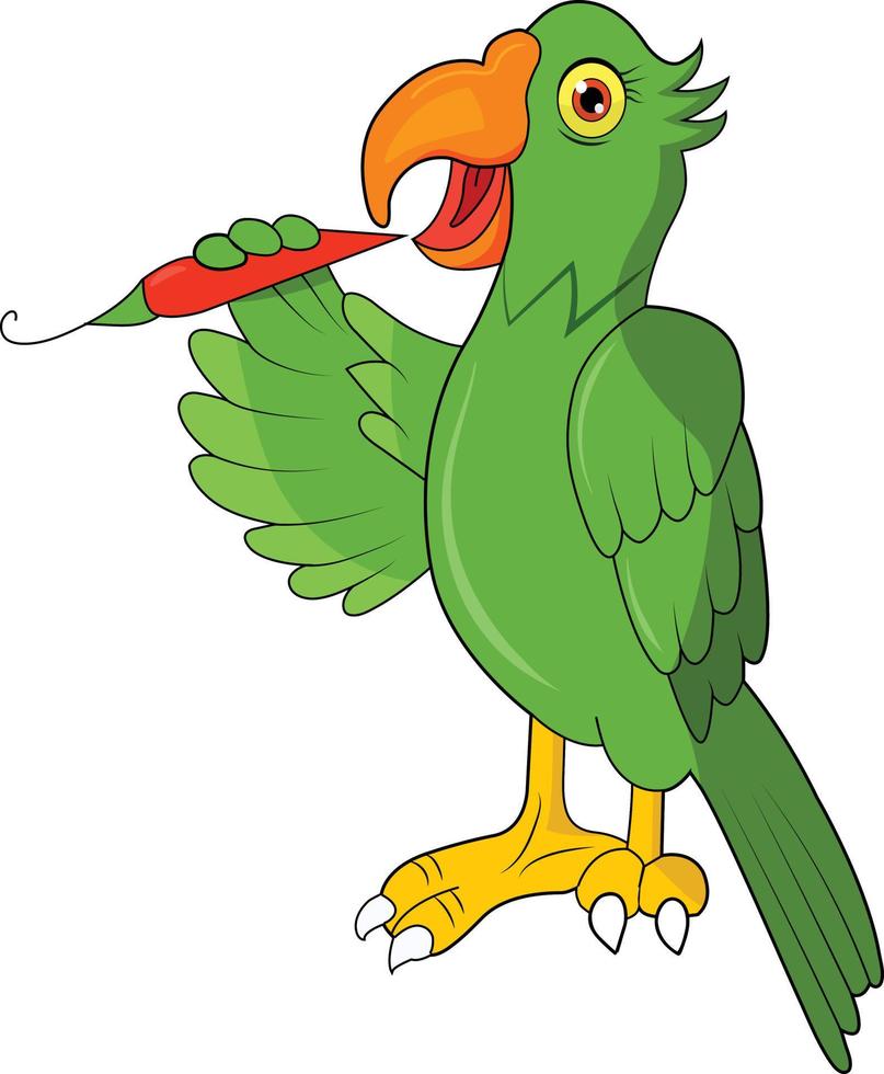 papagaio comendo gráfico de ilustração vetorial de pimentão vermelho vetor