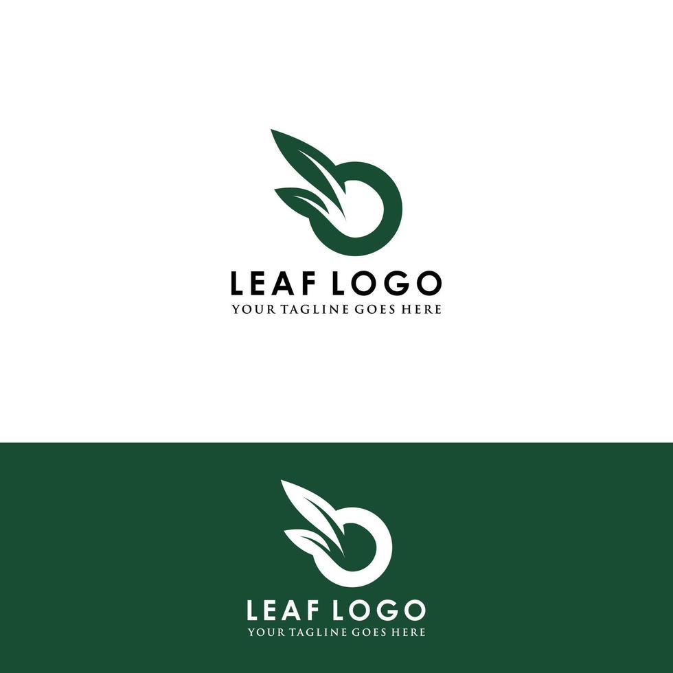 folha verde eco organik logotipo desain modelo vetor