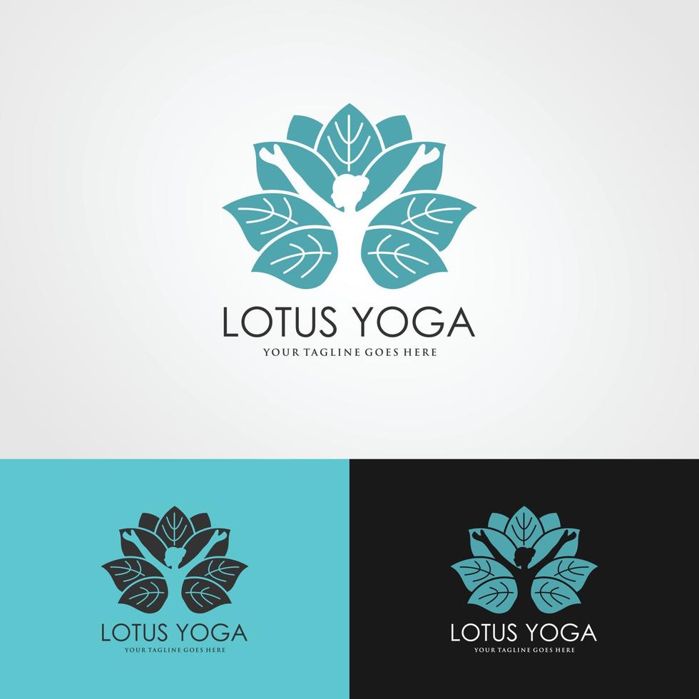 ioga humana com modelo de design de logotipo de lótus. vetor
