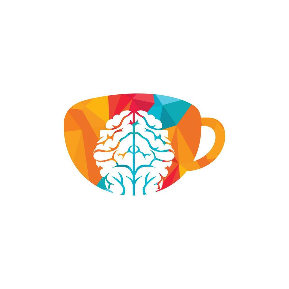 design de logotipo de vetor de cérebro de café.