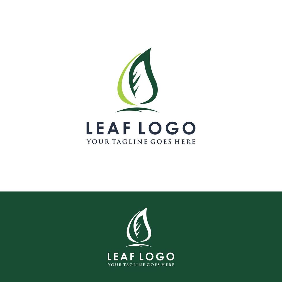 folha verde eco organik logotipo desain modelo vetor