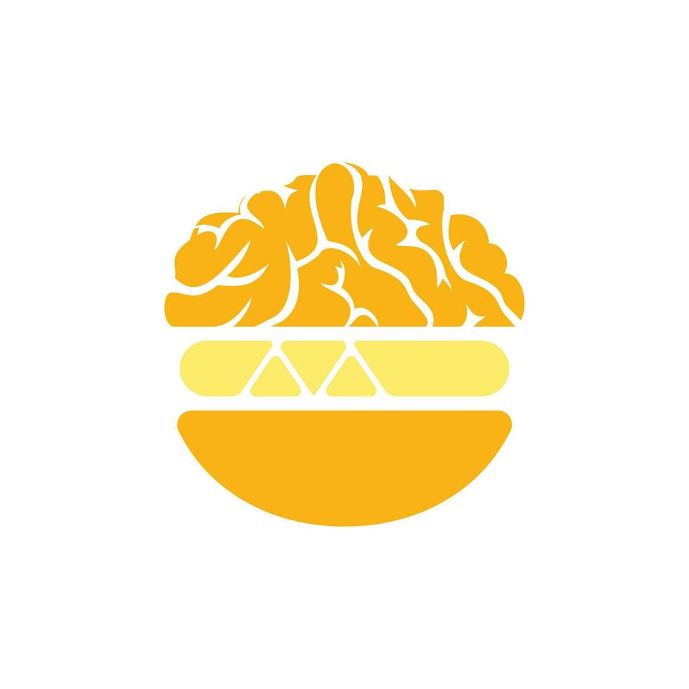modelo de design de logotipo de vetor de cérebro de hambúrguer. design de logotipo de café de fast food.