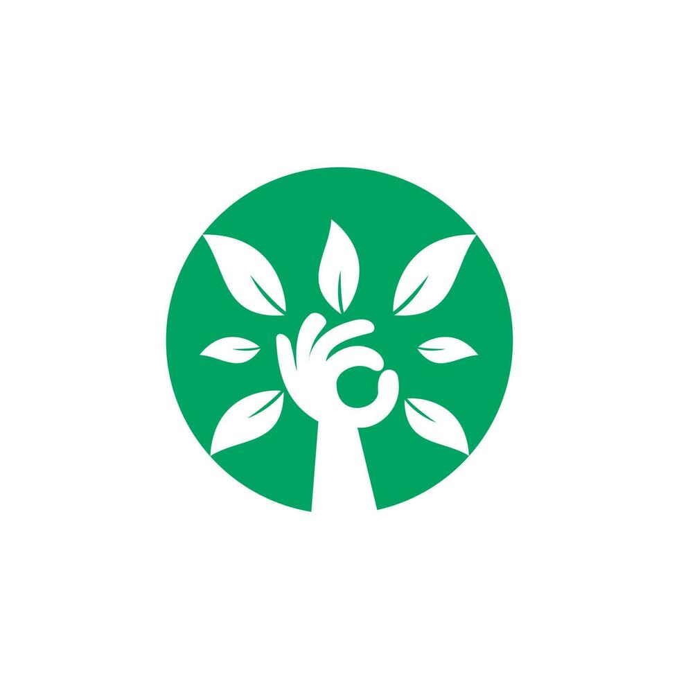 design de logotipo de árvore de mão verde criativo. logotipo de produtos naturais. ícone de cosméticos. logotipo do spa. salão de beleza ou logotipo de ioga. vetor