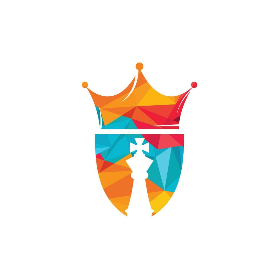 design de logotipo de vetor do rei do xadrez. vetor de design do ícone do logotipo da coroa de xadrez.