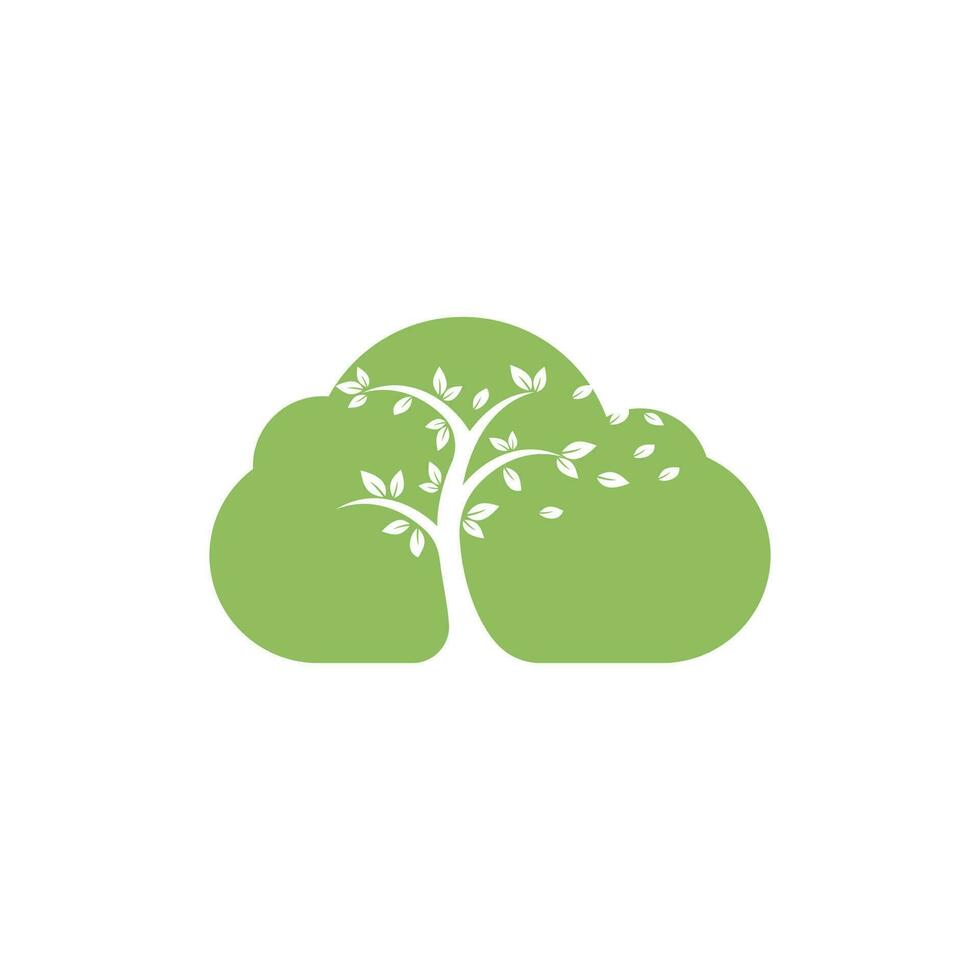 design de logotipo de árvore de nuvem. vetor de conceito de design de logotipo de nuvem de natureza.