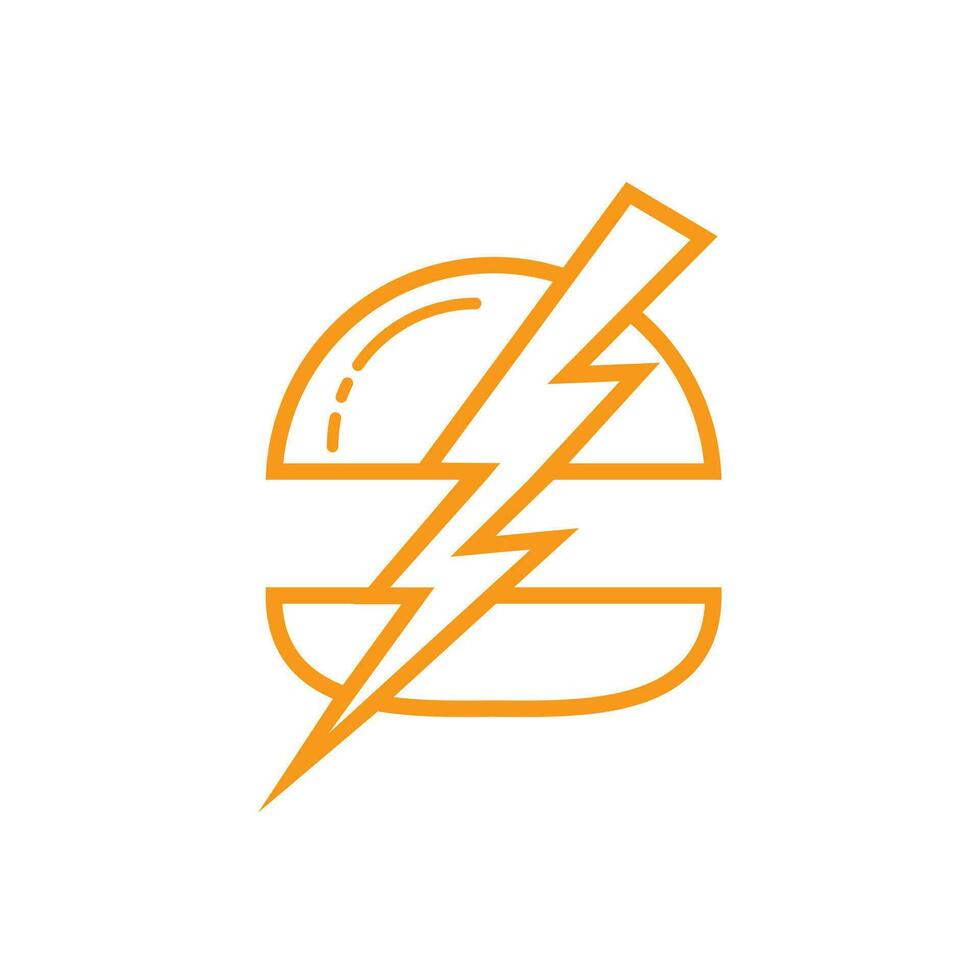 design de logotipo de vetor de hambúrguer flash. logotipo do ícone de hambúrguer e tempestade.