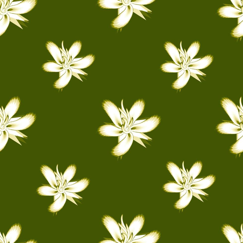 verde monocromático abstrato flor de hibisco fundo vector decorativo sem costura padrão floral tropical na moda. fundo floral. trópico exótico. projeto de verão. imprimir textura. decoração de papel de parede