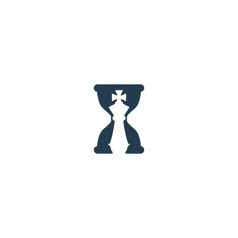 design de logotipo de ampulheta e xadrez. vidro de areia com design de vetor de ícone de xadrez.