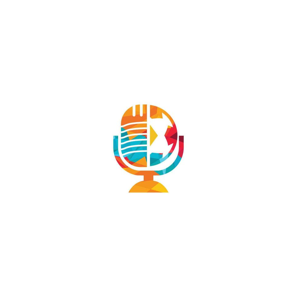 design de logotipo de podcast de futebol. ilustração em vetor modelo de logotipo de negócios de entretenimento de transmissão.