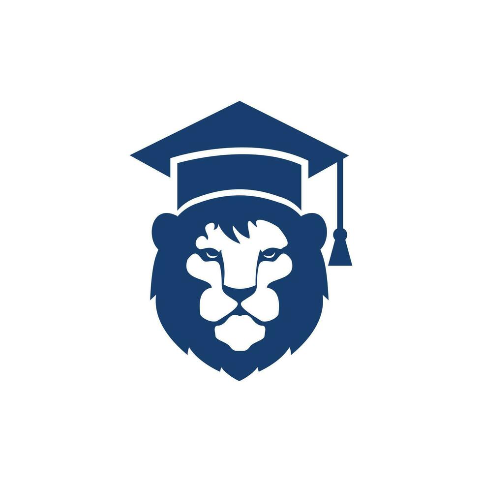 design de logotipo de vetor de estudante leão. conceito de logotipo da academia do leão.
