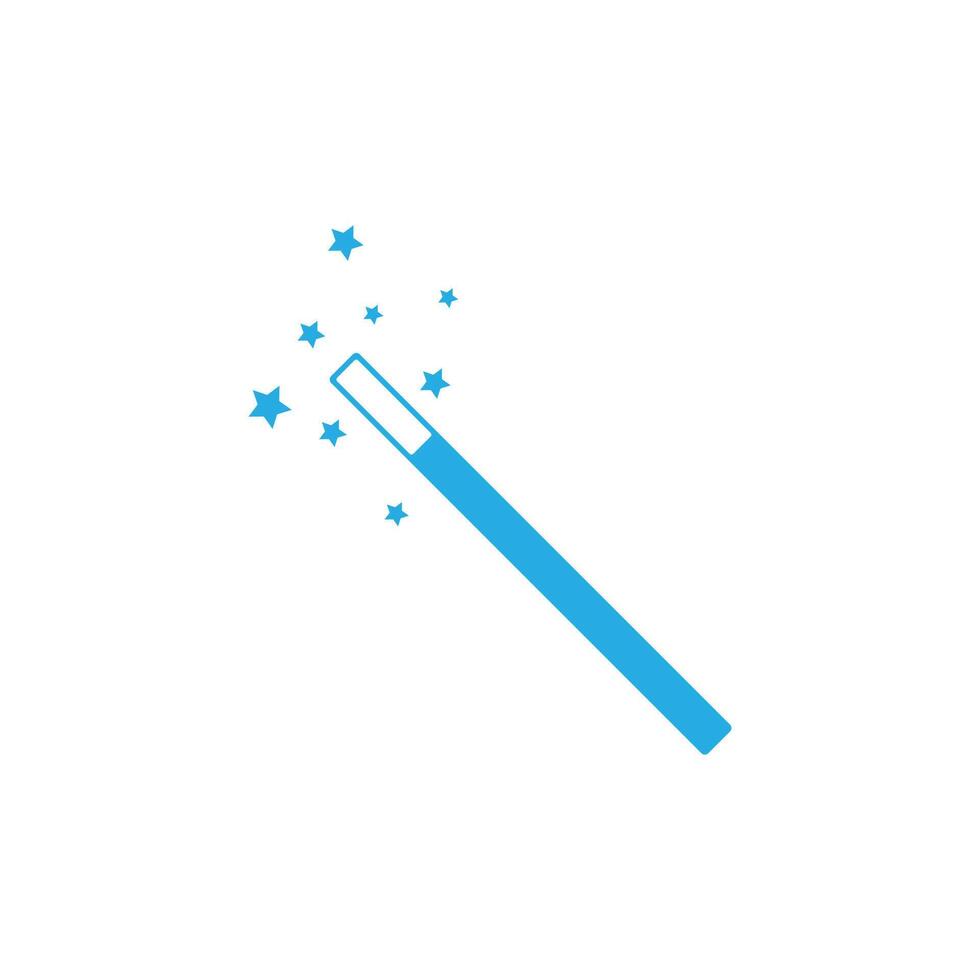 ferramenta de varinha mágica de vetor azul eps10 ou vara com ícone de estrelas isolado no fundo branco. símbolos de assistente de varinha mágica em um estilo moderno simples e moderno para o design do seu site, logotipo e aplicativo