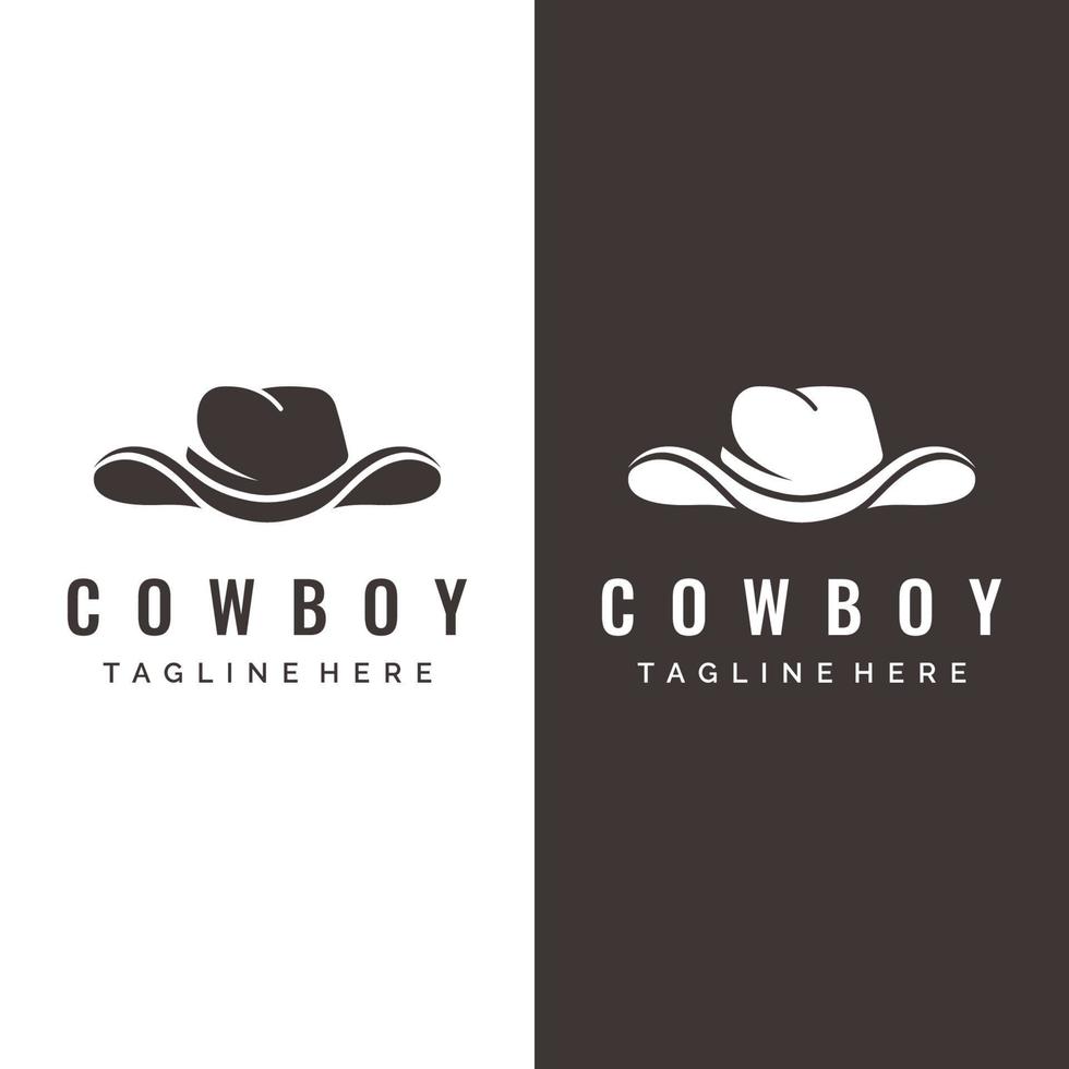 design de modelo de logotipo de chapéu de cowboy silhueta simples isolado em fundo preto e branco. vetor