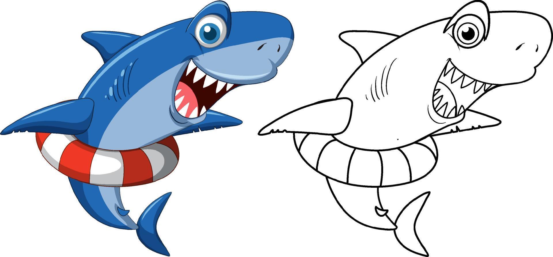 personagem animal doodle para tubarão vetor