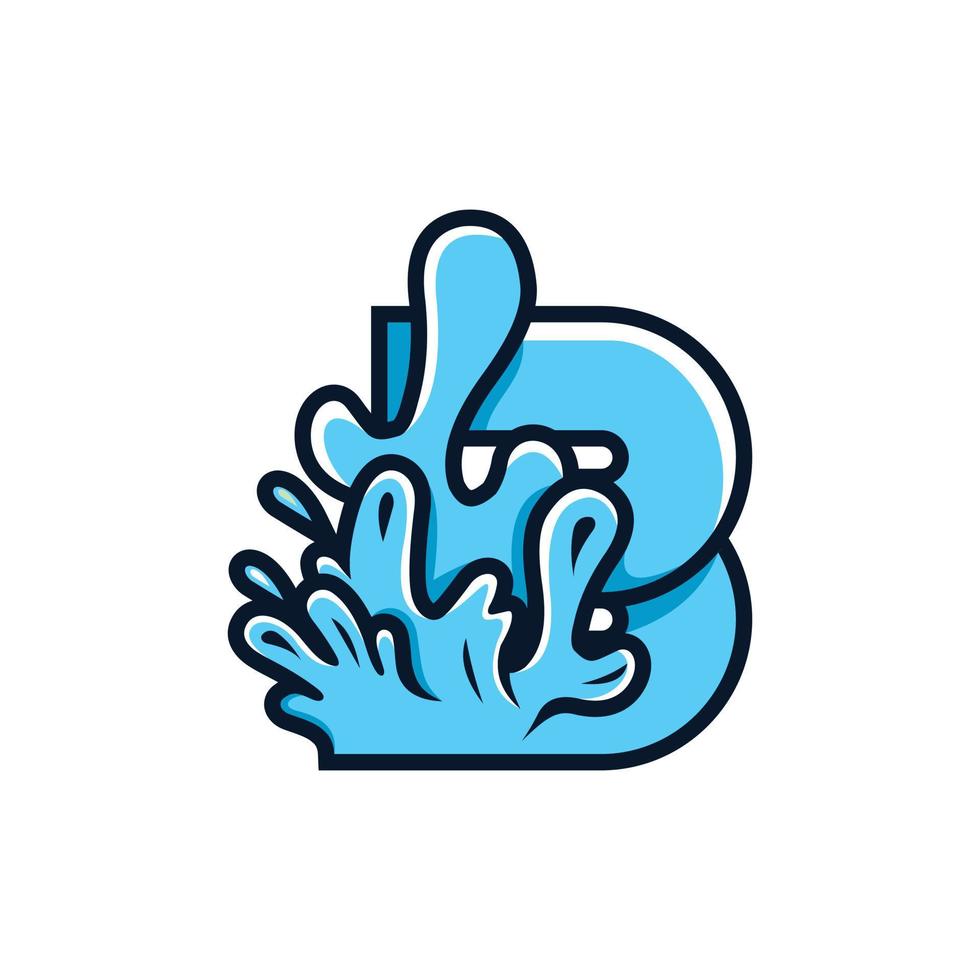 letra b logotipo criativo de pureza de respingos de água vetor