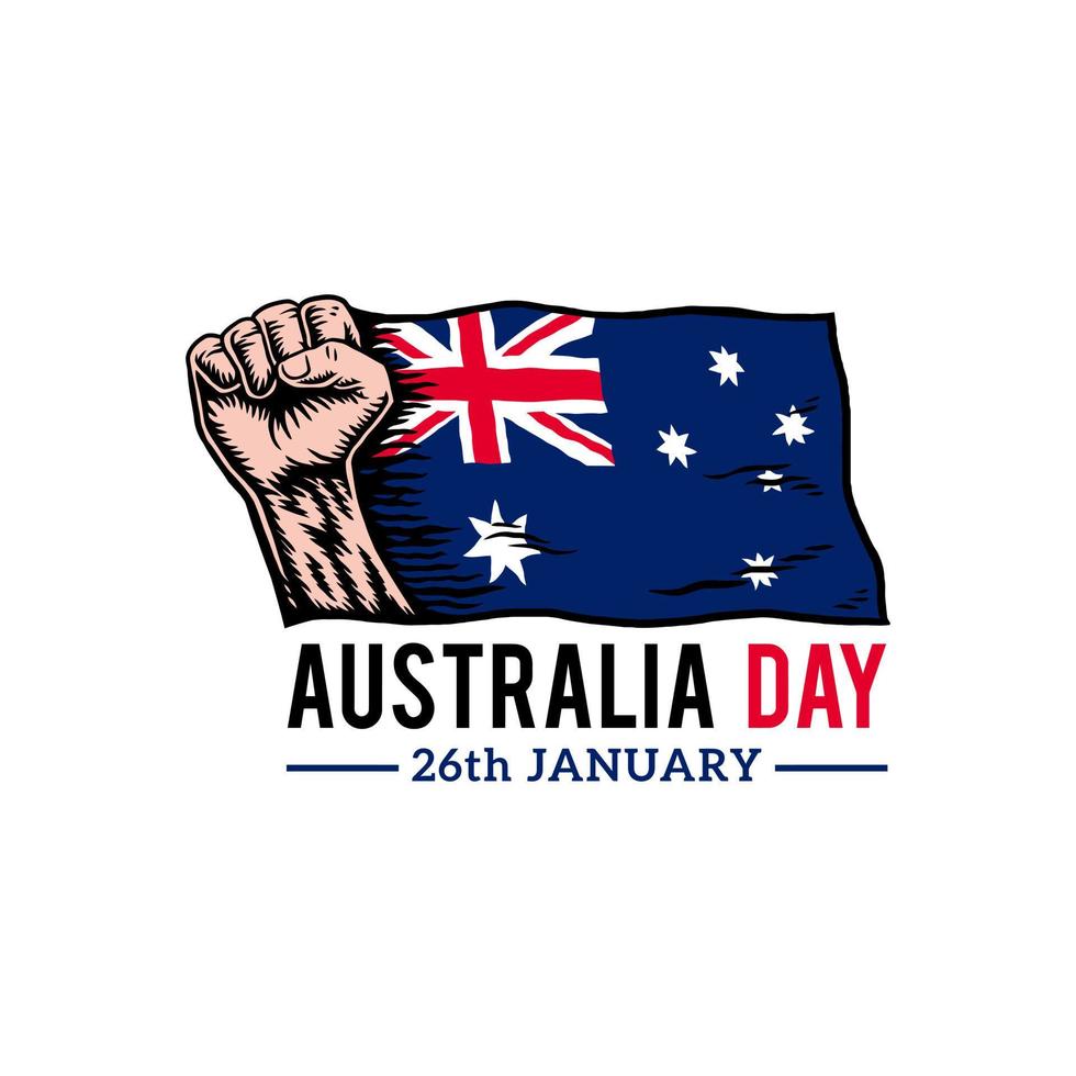 dia da austrália, símbolo do espírito da liberdade, estilo de linha desenhado à mão com cor digital, ilustração vetorial vetor