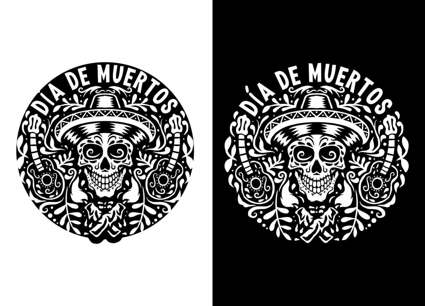 ilustração vetorial desenhada à mão do feriado mexicano dia de muertos. isolado em fundo escuro e brilhante vetor