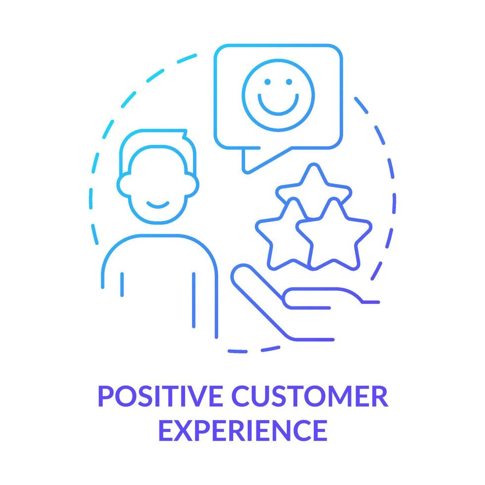 ícone de conceito gradiente azul de experiência positiva do cliente. vendendo ilustração de linha fina de idéia abstrata de tendência. fidelização do consumidor. desenho de contorno isolado. vetor