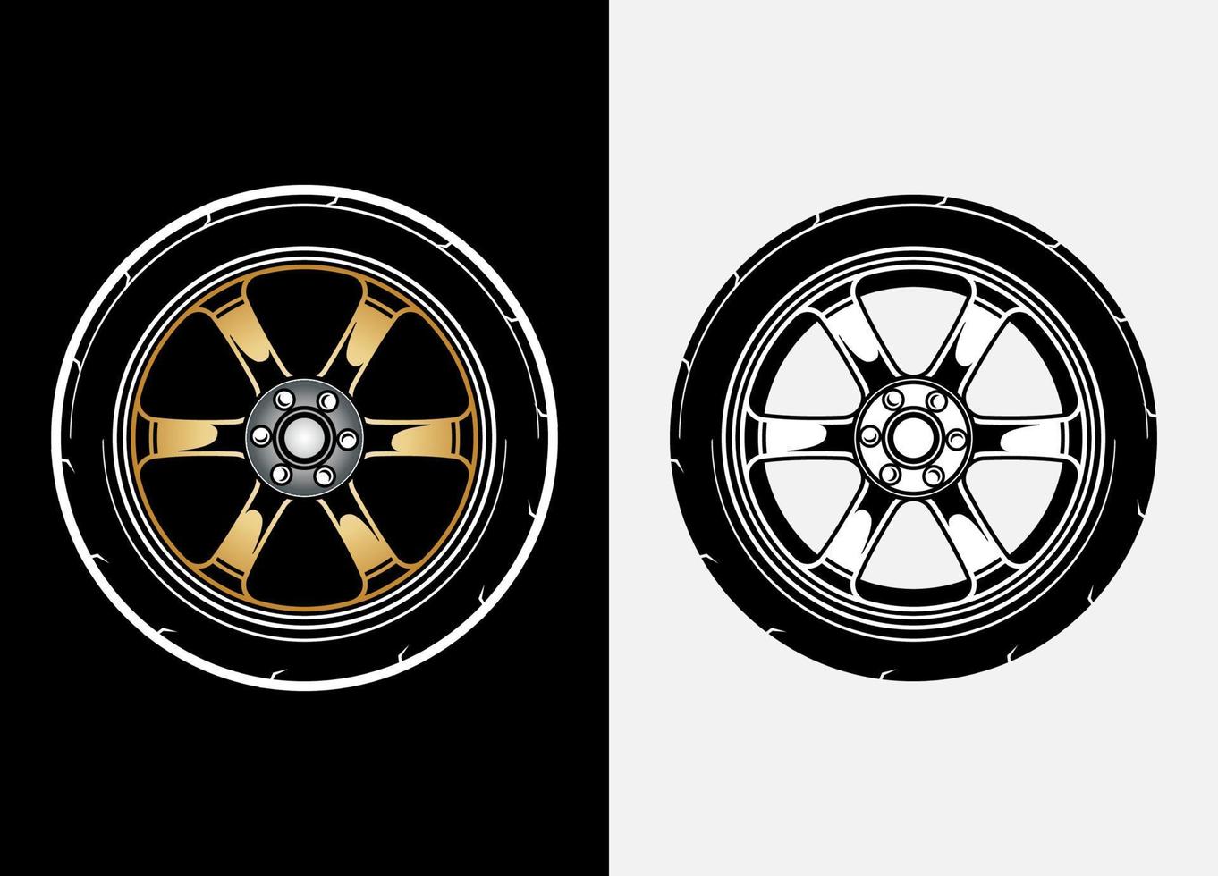 conjunto de cores diferentes de rodas de carro, pneu de borracha, pneu de carro, ilustração de roda de caminhão no estilo de corrida. vetor de rodas de corrida. fundo isolado preto e branco. eps 10.
