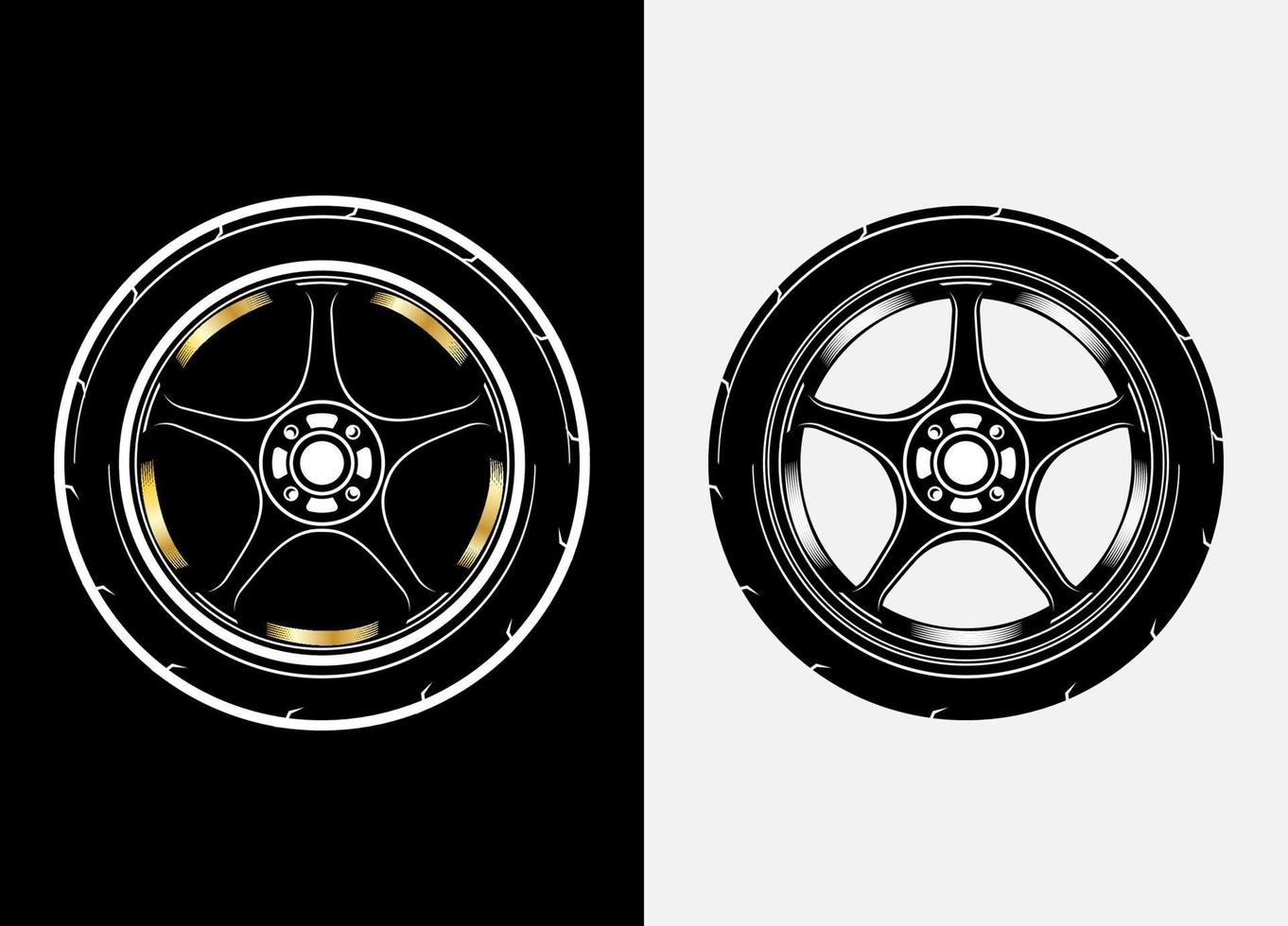 conjunto de cores diferentes de rodas de carro, pneu de borracha, pneu de carro, ilustração de roda de caminhão no estilo de corrida. vetor de rodas de corrida. fundo isolado preto e branco. eps 10.