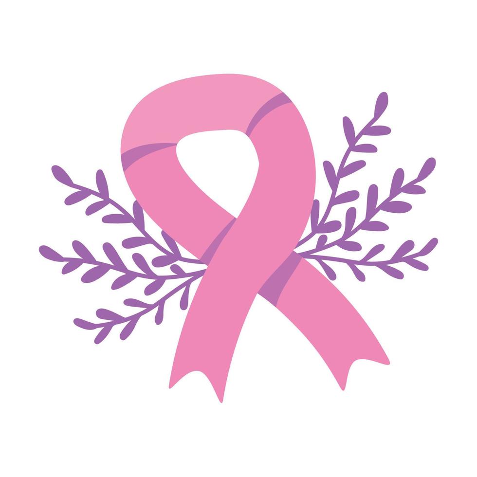 fita e ramo rosa de câncer de mama vetor
