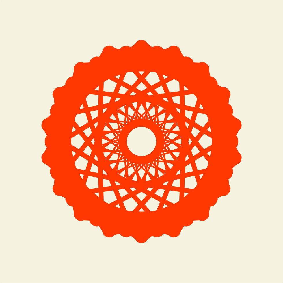 mandala de cor laranja escuro com um design de ilustração vetorial de fundo pastel vetor