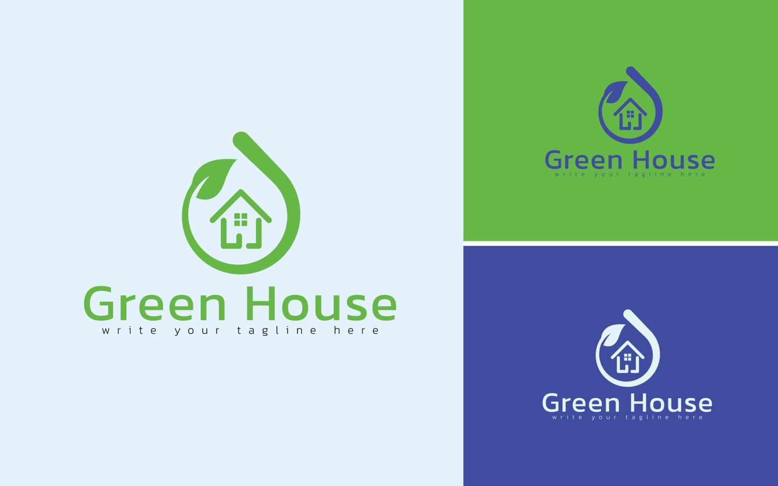 conceito de modelo de design de logotipo imobiliário verde para licença vetor