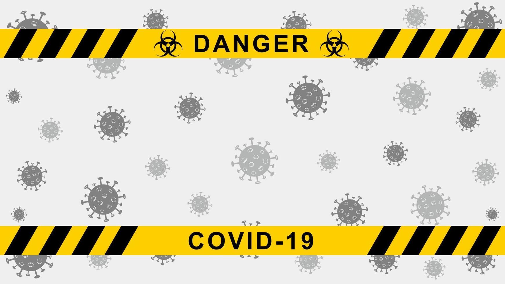 fundo de quarentena vetorial. banner de aviso de coronavírus com listras pretas e amarelas vetor