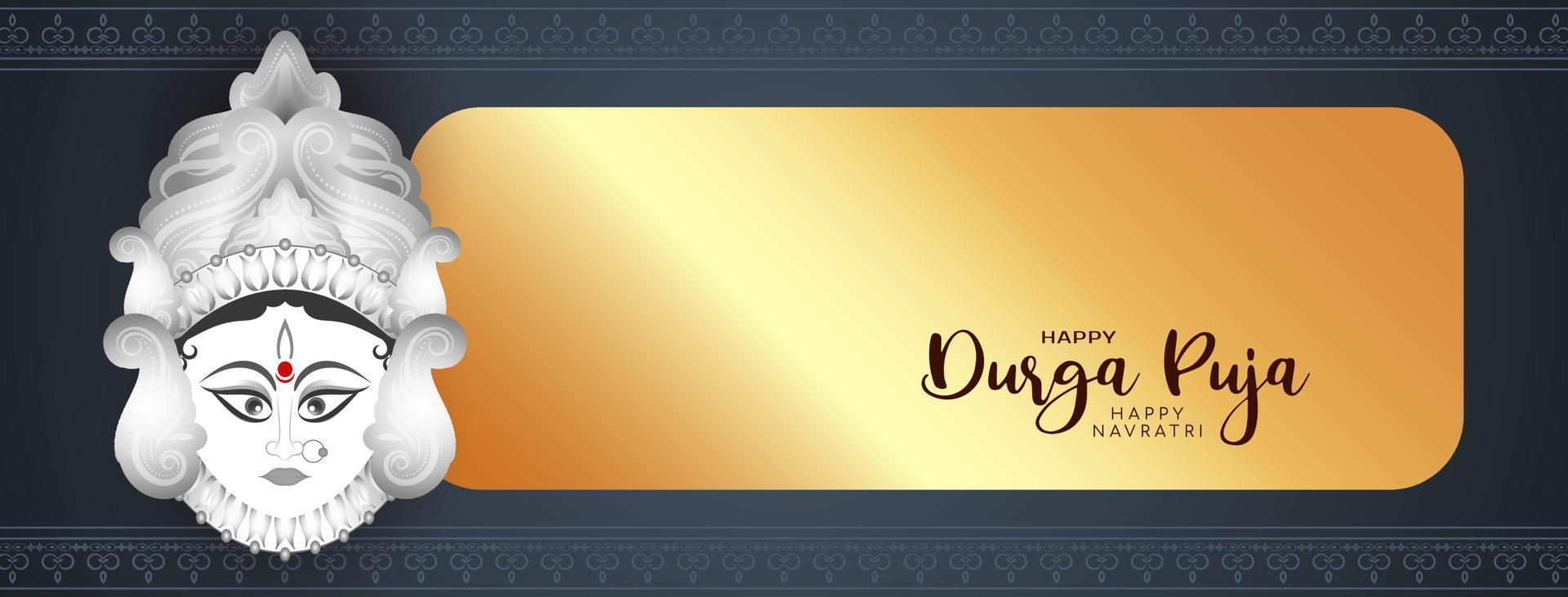 durga puja e feliz navratri deusa festival mitologia design de banner vetor