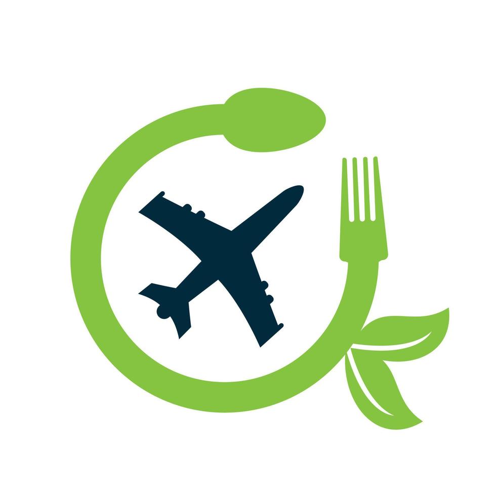 design de conceito de logotipo de comida de pista fresca. modelo de design de logotipo de avião de comida. vetor