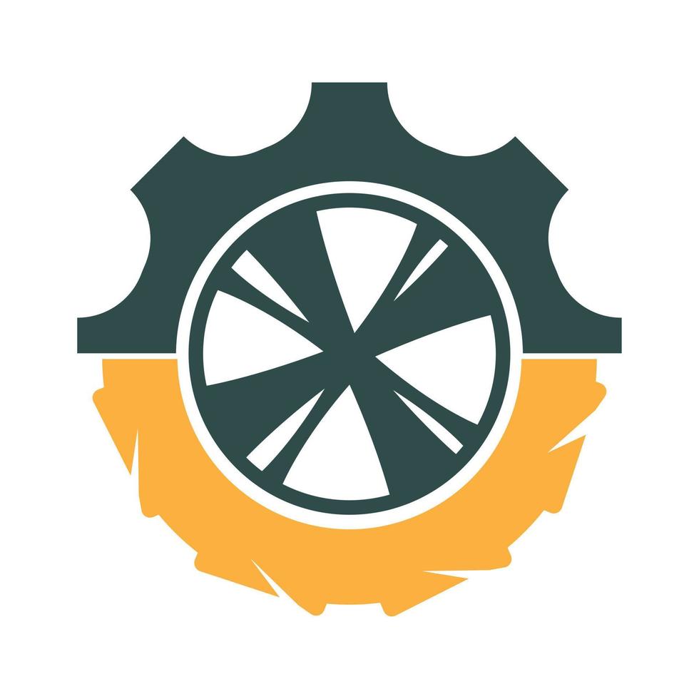 combinação de logotipo de roda e engrenagem. design de logotipo de vetor de ícone de pneu e engrenagem.