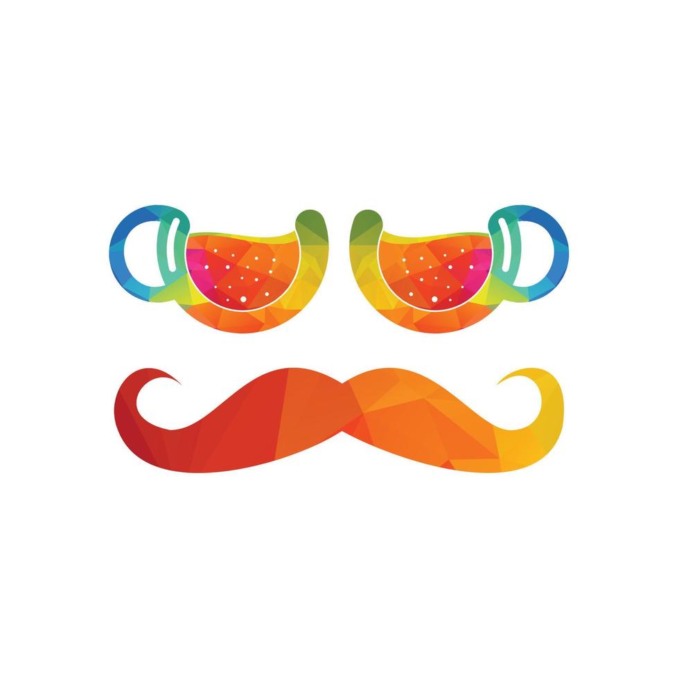 design de vetor de logotipo de café chefe de bigode. chefe usa design de conceito de óculos de xícara de café.