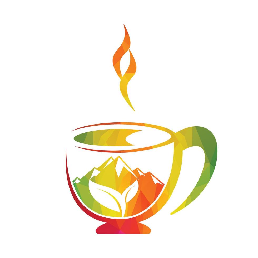 vetor de design de logotipo de café de montanha. design de modelo de logotipo de montanha de café.